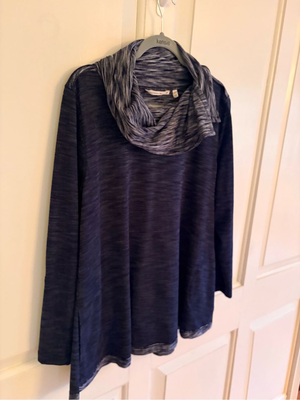 Soft Surroundings Navy and Heathered Gray Cowl Neck Sweater Large